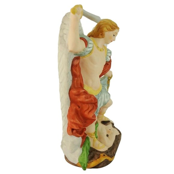 St Michael Archangel Crushing Devil Figurine 8.5in Saint Michel - Picture 4 of 8